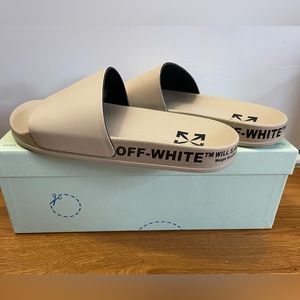 New OFF-WHITE Industrial Belt Slider sz 8 Men- beige/black color